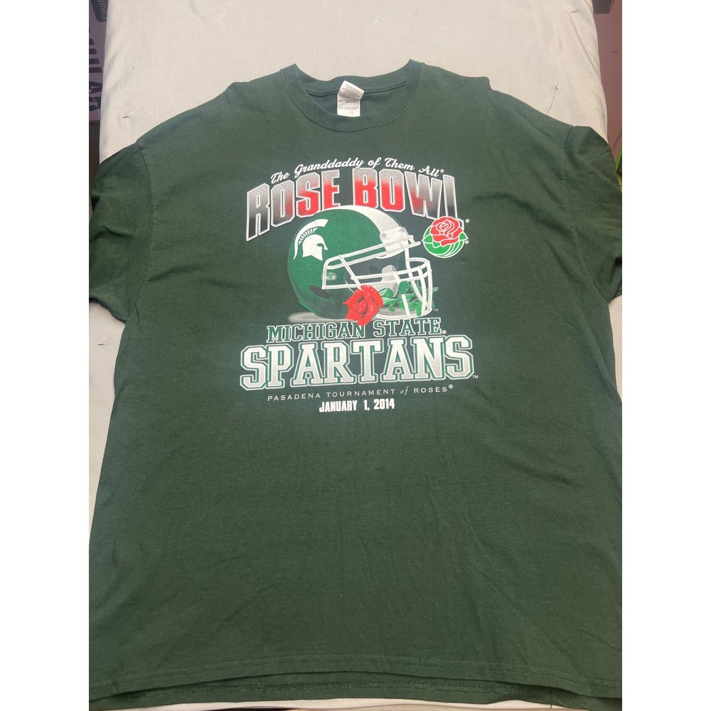 Gildan Michigan State Spartans 2014 Rose Bowl Game T-Shirt Green Mens 2XL